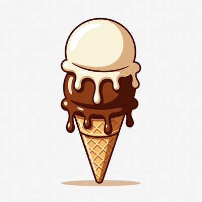 Vanilla Chocolate Ice Cream Cone