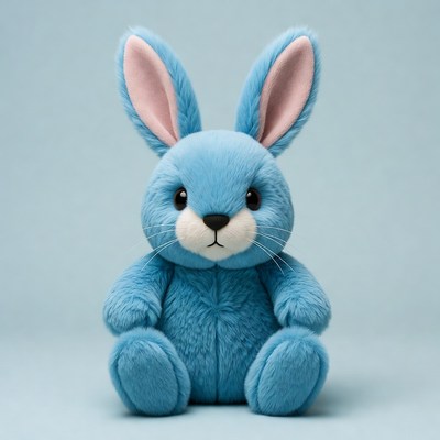 Blue plush bunny sitting