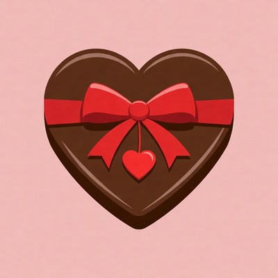 Chocolate Heart with Red Bow