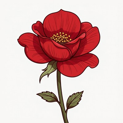 Red Rose Flower Illustration