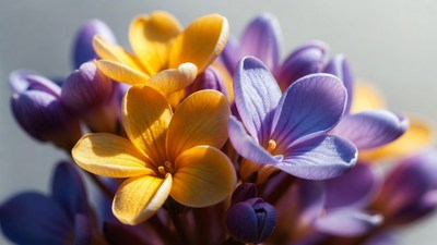 Yellow and Purple Frangipani Flowers