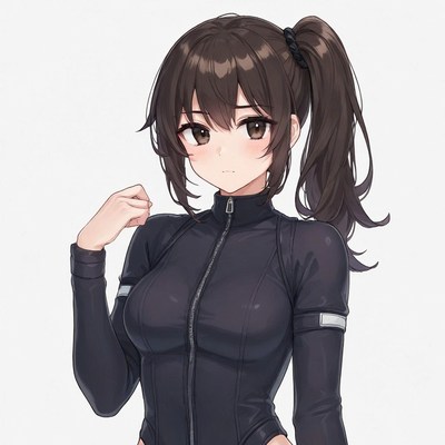 Anime girl in black zip-up jacket