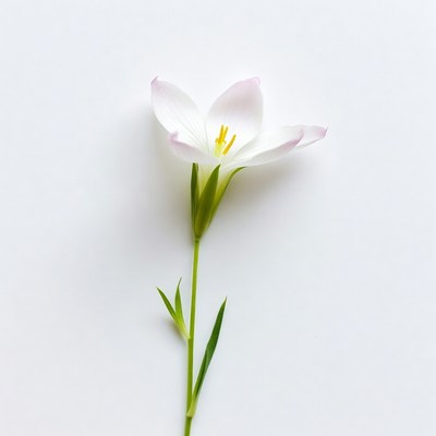 Pink white flower on white background