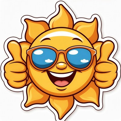 Smiling Sun with Sunglasses Thumbs Up
