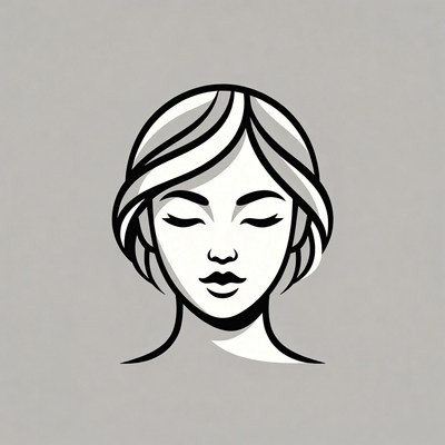 Asian Woman Face Illustration