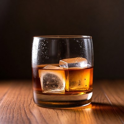 Whiskey Glass with Ice Cubes