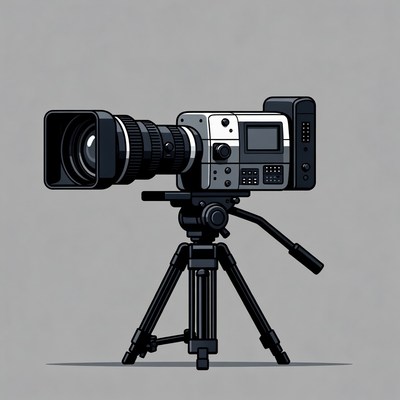 Professional Camcorder on Tripod