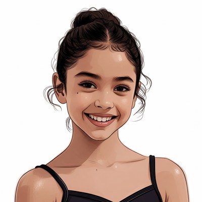 Smiling girl in black leotard
