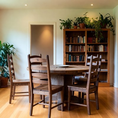 Rustic Wooden Dining Table with Chairs
