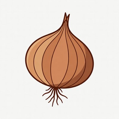 Cartoon Onion with Roots