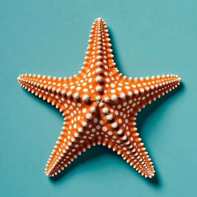 Orange starfish on blue background