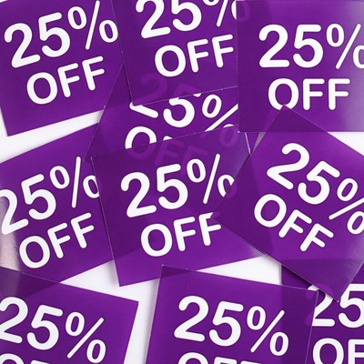 Purple 25% Off Sale Stickers