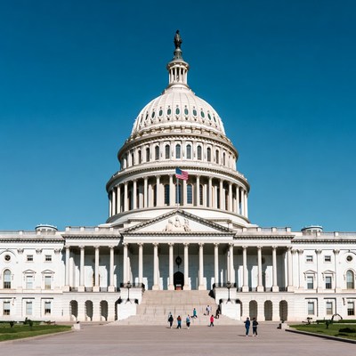 US Capitol Building with Flag