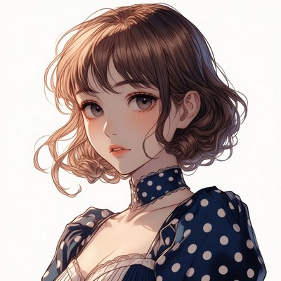 Anime girl in polka dot dress