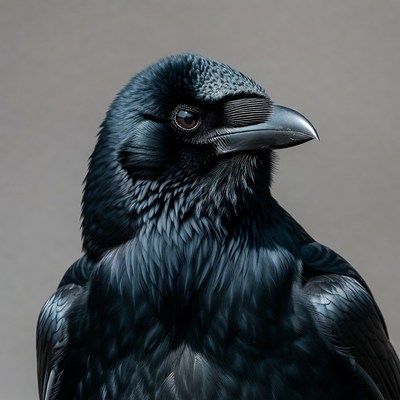 Close-up black crow portrait