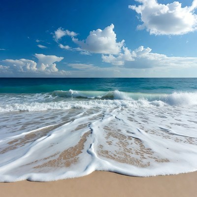 Ocean Waves Crashing on Sandy Beach