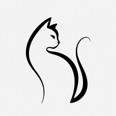 Black silhouette cat profile