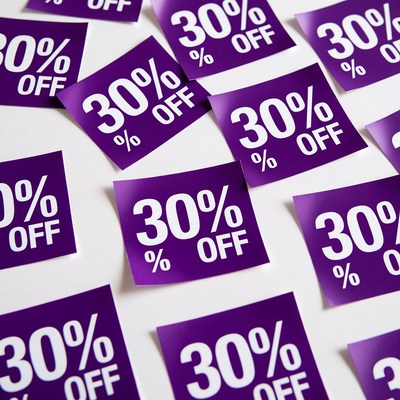 30% Off Purple Stickers Scattered