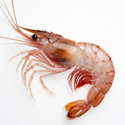 Fresh pink shrimp isolated