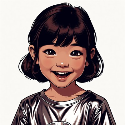 Smiling Asian girl illustration