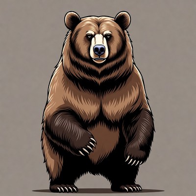 Standing Grizzly Bear Illustration