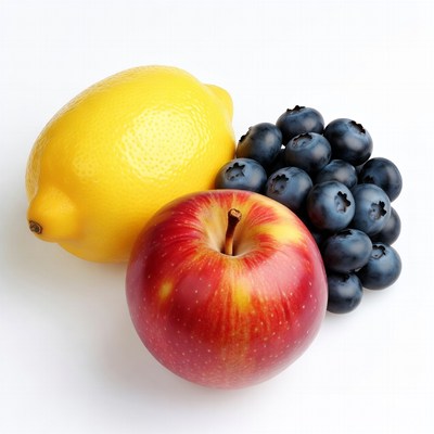Lemon Apple Blueberries on White