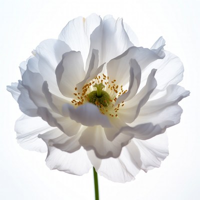 White Poppy Flower on Stem