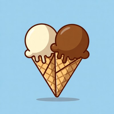 Heart Shaped Vanilla Chocolate Ice Cream Cone