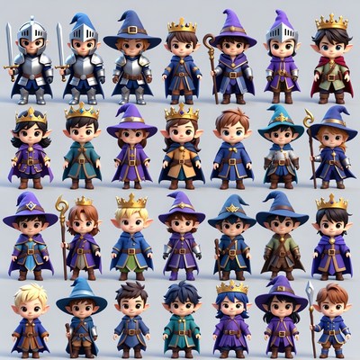 3D Fantasy Elves Knights Wizards Collection