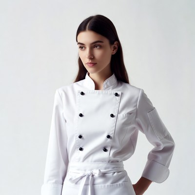 Woman in white chef uniform