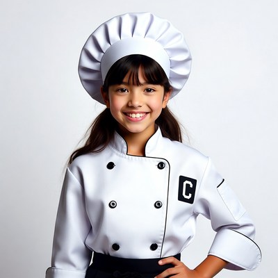 Asian girl in chef uniform