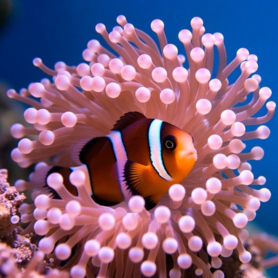 Clownfish in Pink Anemone