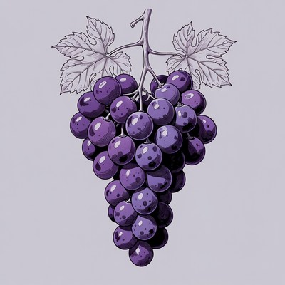 Purple Grape Bunch Illustration