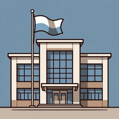 Estonian Flag Waving at Government Building