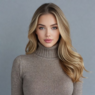 Blonde woman in turtleneck sweater