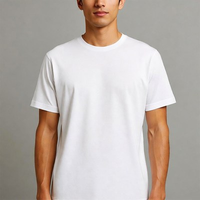 Asian man wearing white t-shirt