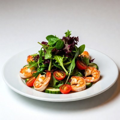 Shrimp salad with lettuce and tomatoes