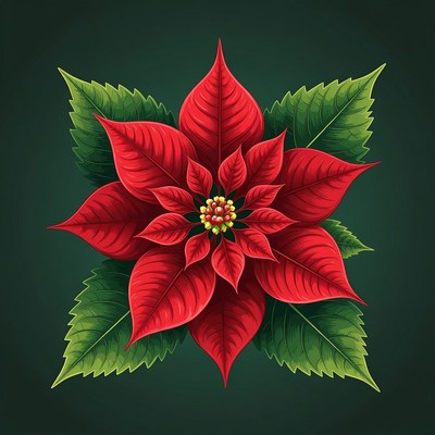 Red Poinsettia Flower Illustration