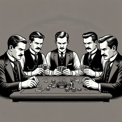 Men playing poker at table