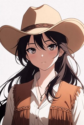 Anime girl in cowboy hat