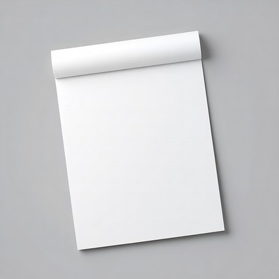 Blank White Notepad on Gray Background