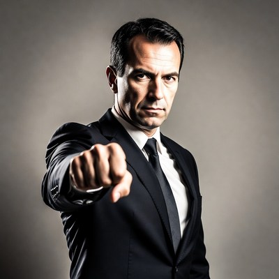 Man pointing finger in suit