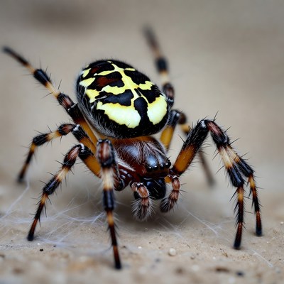 Yellow garden spider on web