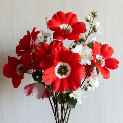 Red Poppies and White Daisies Bouquet