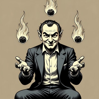 Man juggling flaming balls