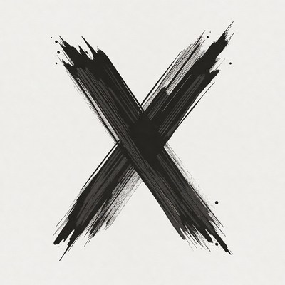 Black Brush Stroke X Symbol