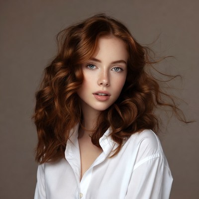 Redhead woman with wavy hair