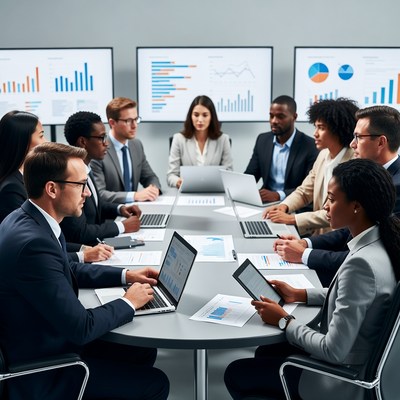 Diverse team in business meeting