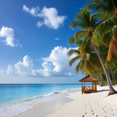 Beach Gazebo with Palm Trees