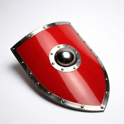 Red Medieval Shield with Silver Trim